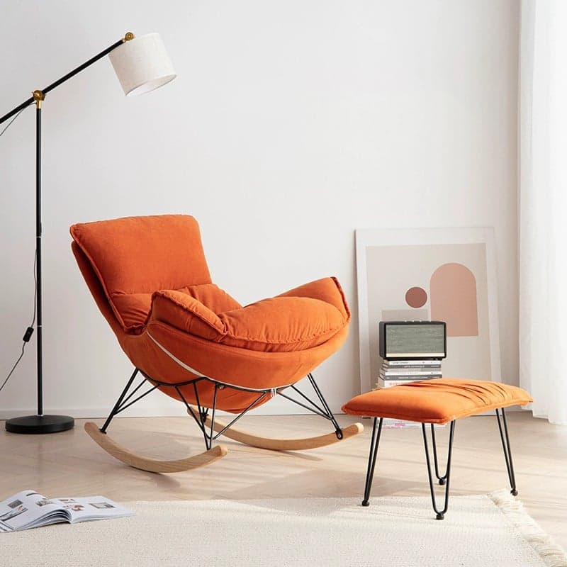 Modern Upholstered Rocking Chair Set with Slipcover and Ottoman thumbnail 6