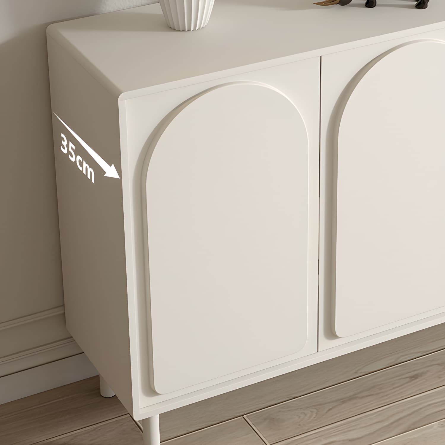 37.4"Tall White Wooden Cabinet , 3- Drawer Rectangle Accent Cabinet thumbnail 9