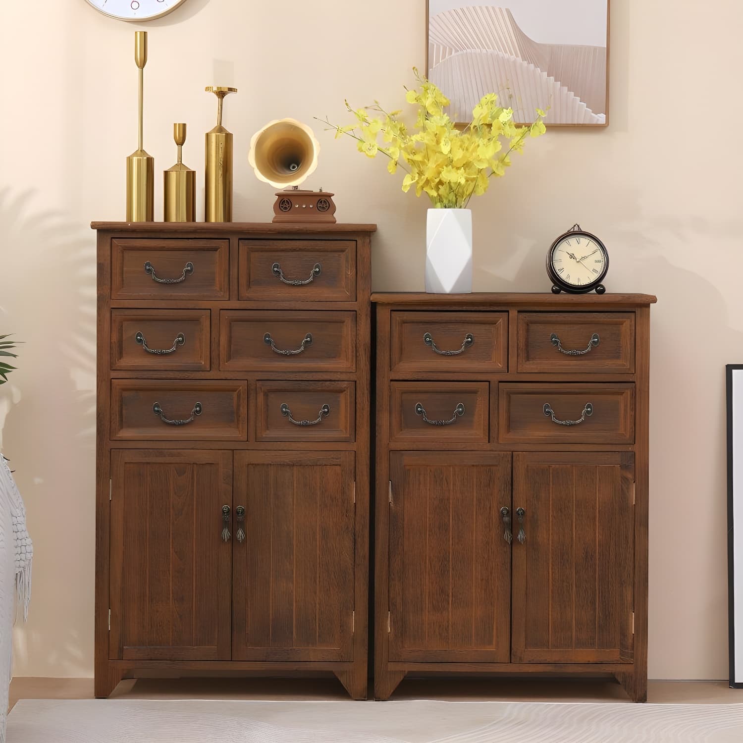 23.6'' Wood 1 Cabinet with Drawers Traditional Accent Cabinet in Distressed Finish thumbnail 6