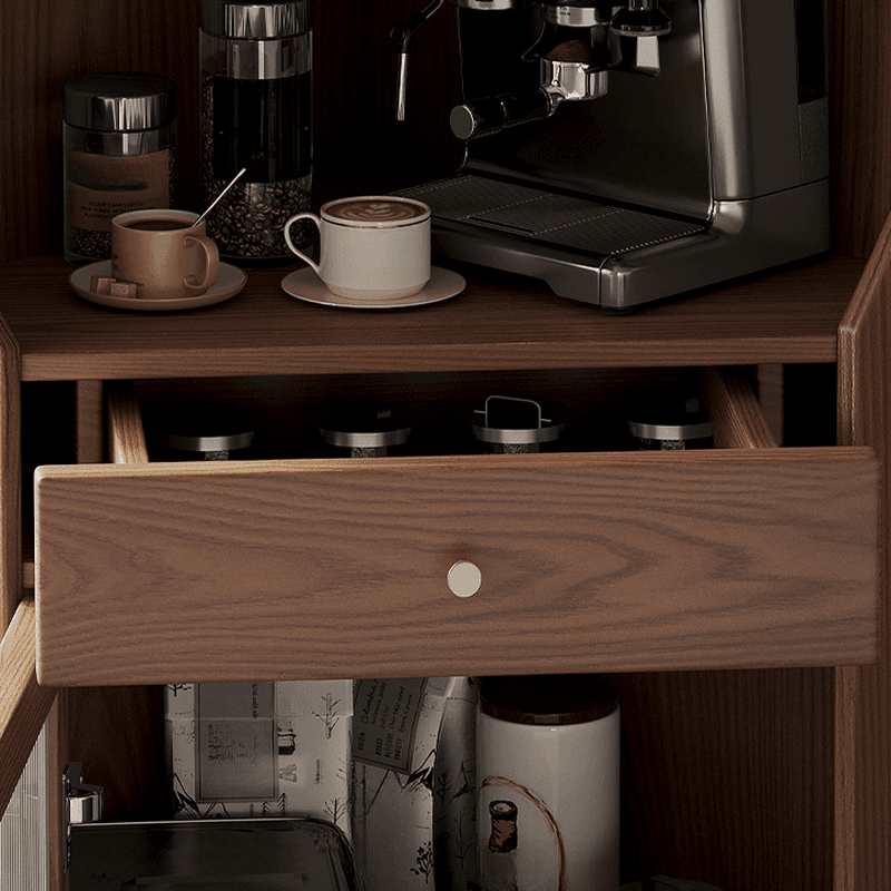 Accent Cabinet with 1 Drawer, 2 Cabinets, Glazed Door, Adjustable Shelf, Cabinet Knobs, Sepia/Wood Color Top, and Stain Resistant Finish thumbnail 8