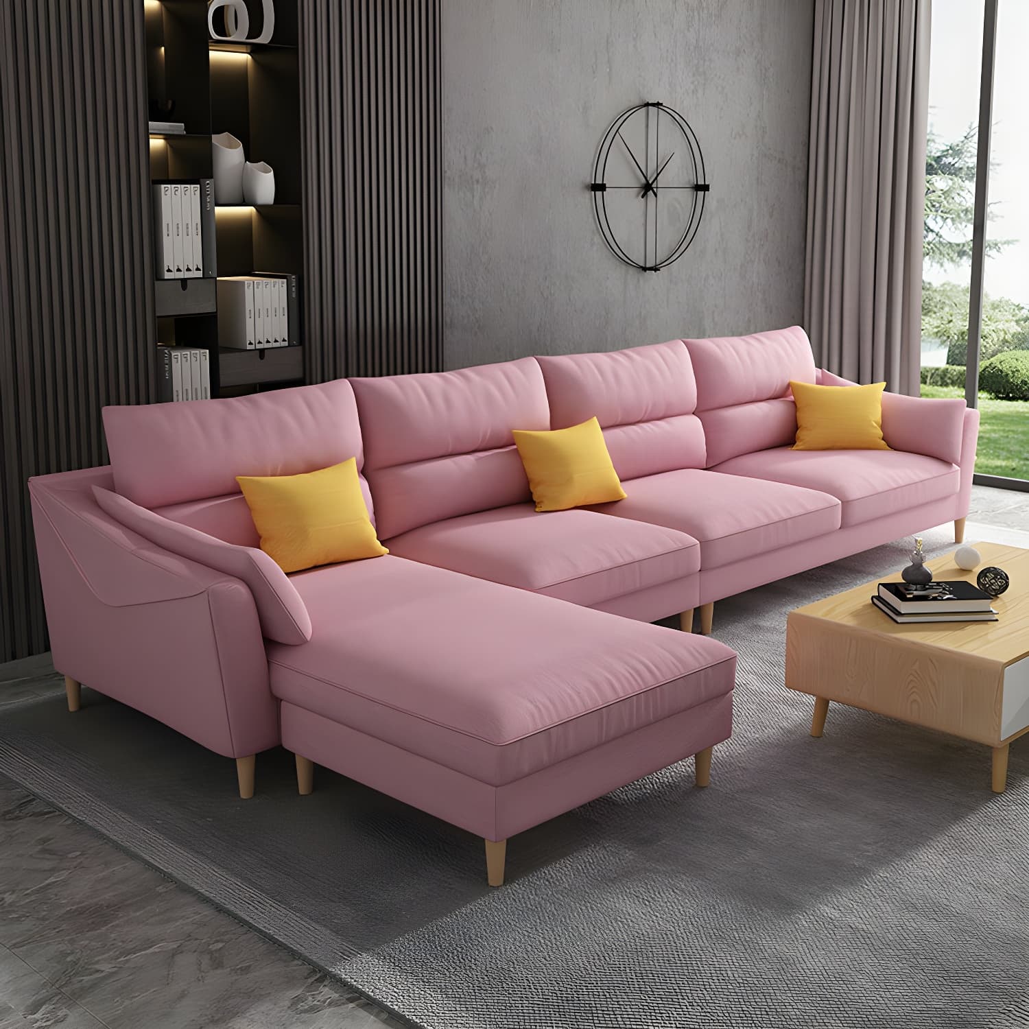 Scandinavian Wood Frame Straight Modular Sofa with Slipcover and Ottoman in 3 Piece Set thumbnail 7