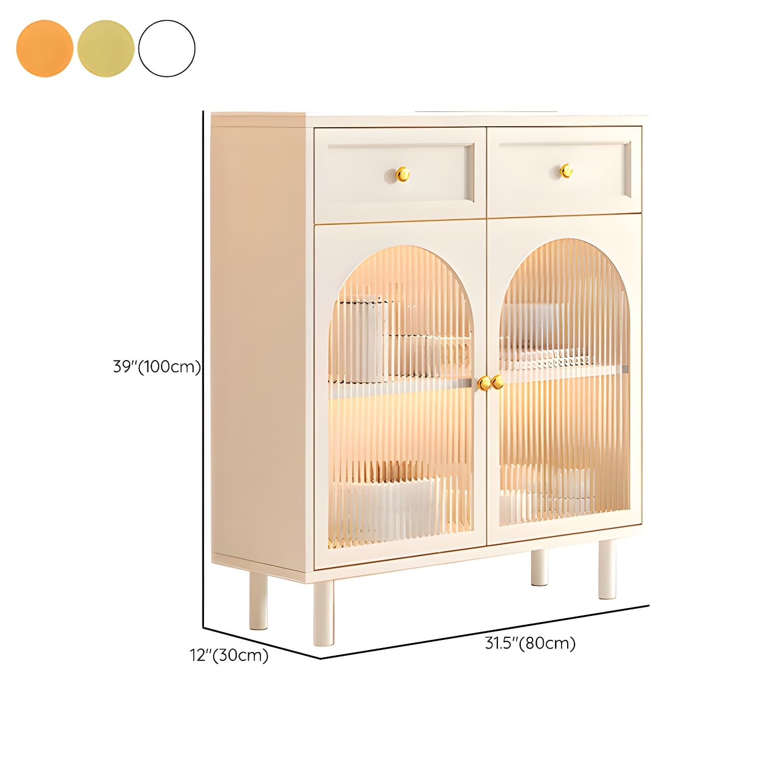 Scandinavian Wood Buffet Sideboard with Stone Countertop and Glass Doors thumbnail 19