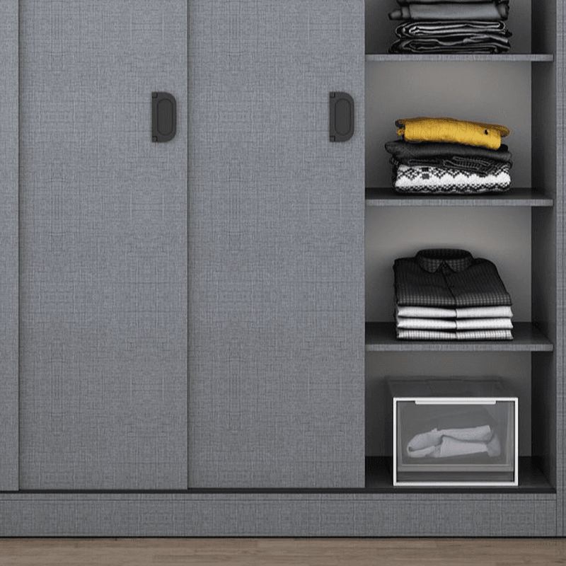 Dove Grey Modern Timber Wardrobe with Self-supporting Design, Soft Close Features, and Clothing Rod thumbnail 2