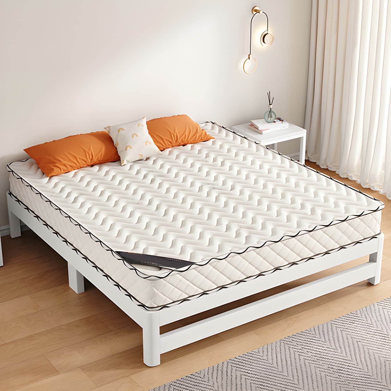 Modern Metal Bed Frame with Legs and Non-Upholstered Solid Color Design thumbnail 6