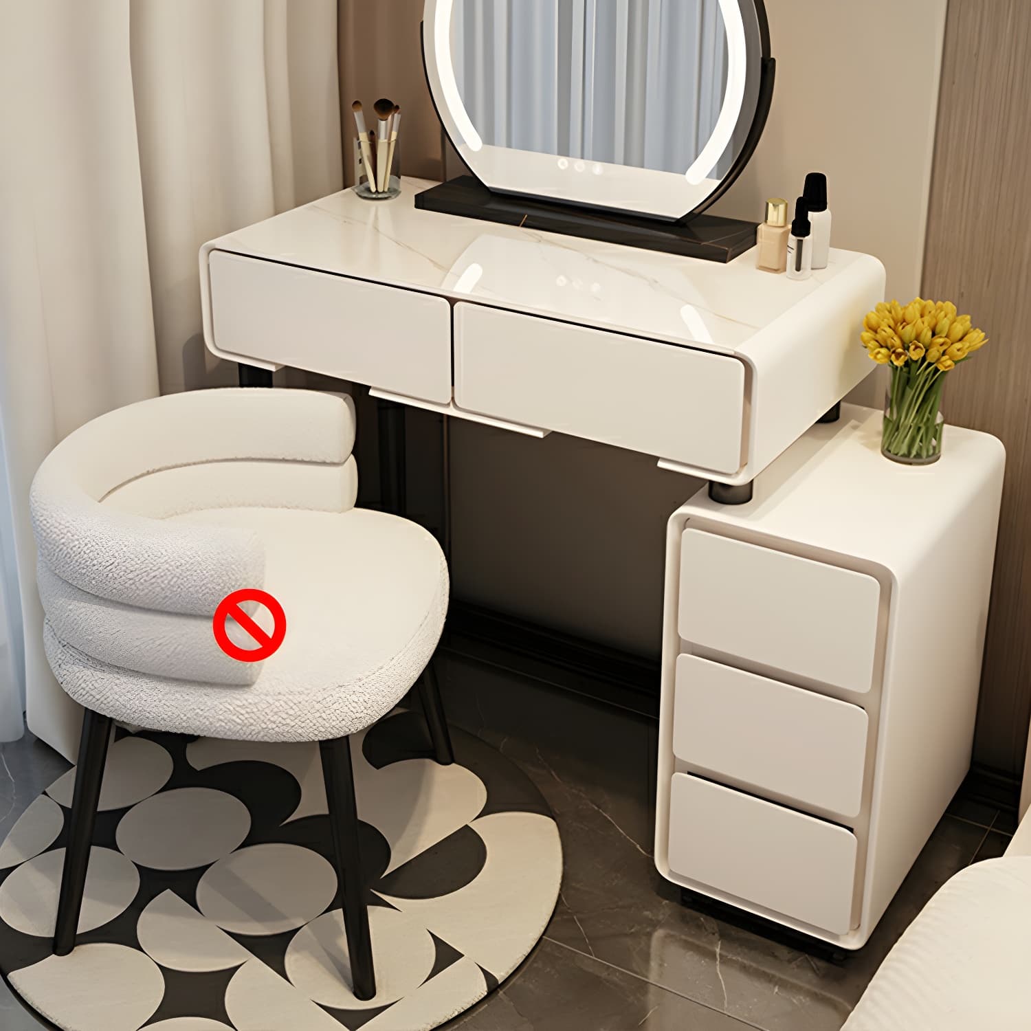 Solid Wood Stylish Makeup Vanity Set with Drawers in Modern Style thumbnail 5