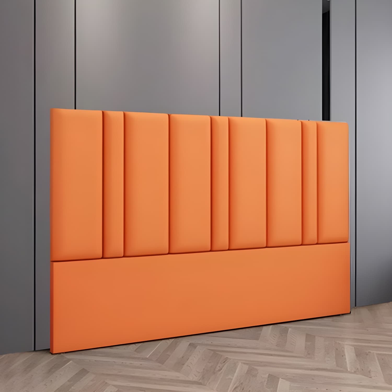 Stylish Upholstered Panel Headboard with Wood Legs and Modern Rectangular Design thumbnail 6