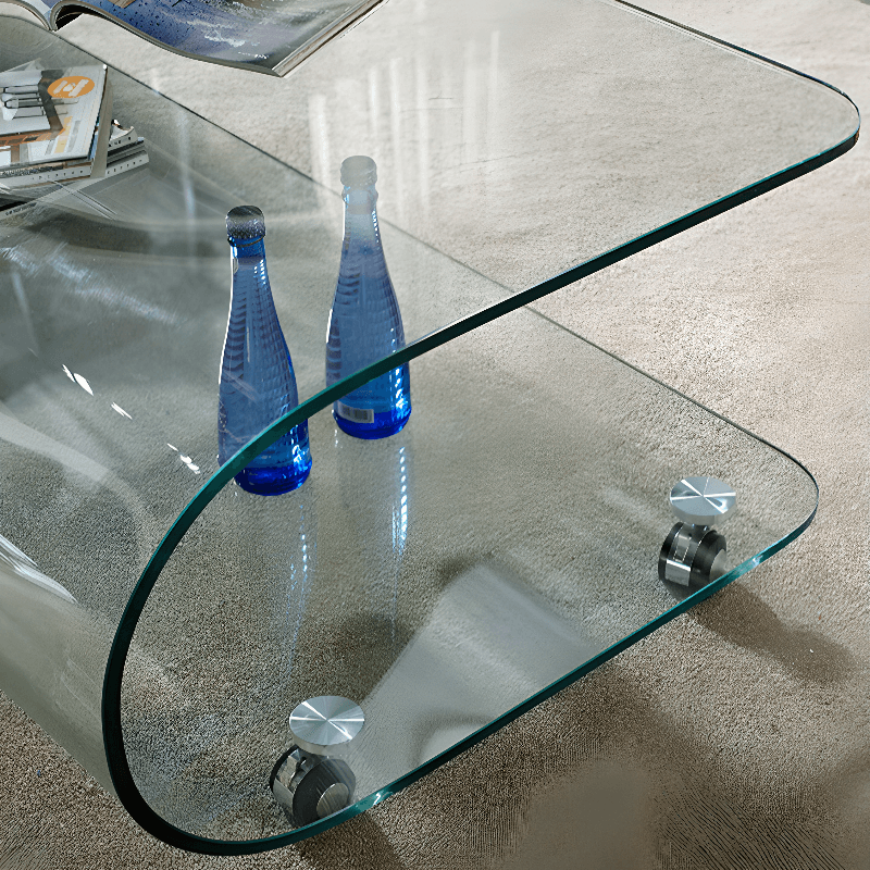 Transparent Wheel coffee table with Roller Wheels, Locker, 1 Shelf/2-Tier and Square/Square for Indoor Use thumbnail 5