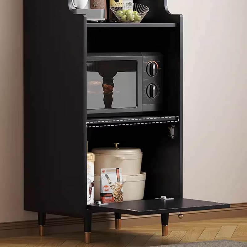 Living Room Use Simplistic Rectangle Black Wood Free Standing Utility Storage Cabinet with Knob Handle thumbnail 6