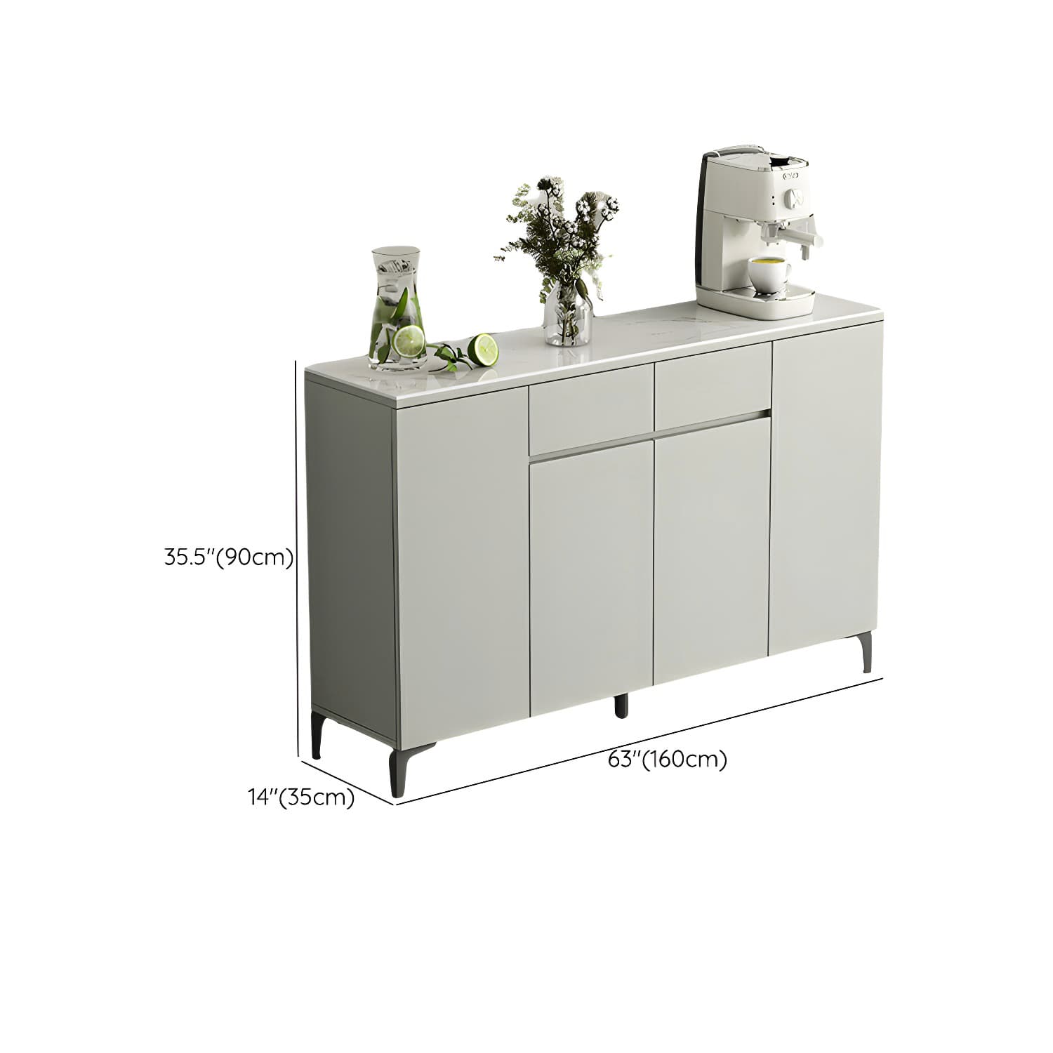 Contemporary Living Room Stone Top Sideboard with Doors and Drawers thumbnail 16