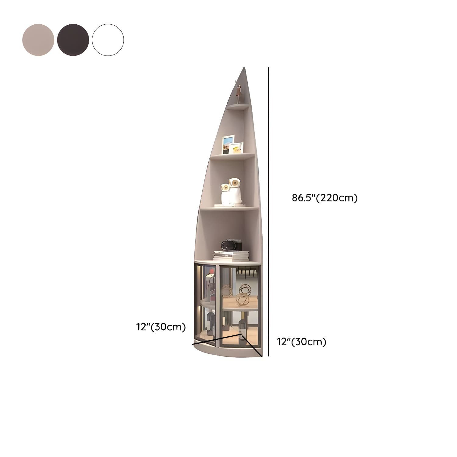 Corner Modern Cabinet with Wood Counter Top and 4 Exterior Shelves thumbnail 10