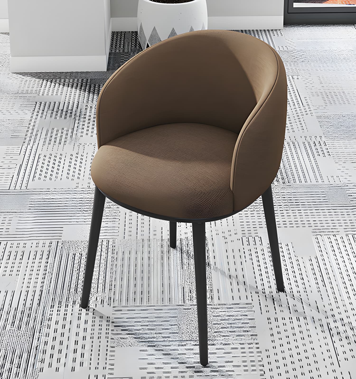 Modern Upholstered Home Arm Chair Solid Back Matte Finish Dining Chair thumbnail 29