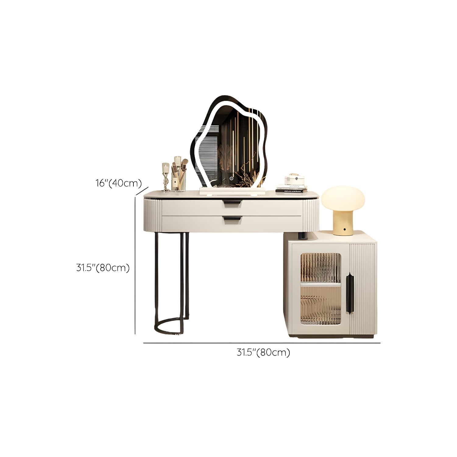 Contemporary Stone Top Vanity Table Set with Mirror and Stool Glam Slate Dressing Table thumbnail 18