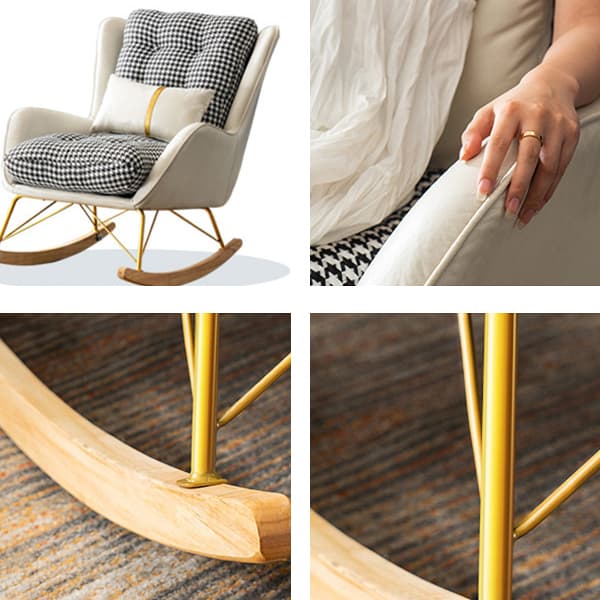 Ergonomic Stationary Round Arm Living Spaces Rocking Chair with Rear, Winged-back Chair thumbnail 16