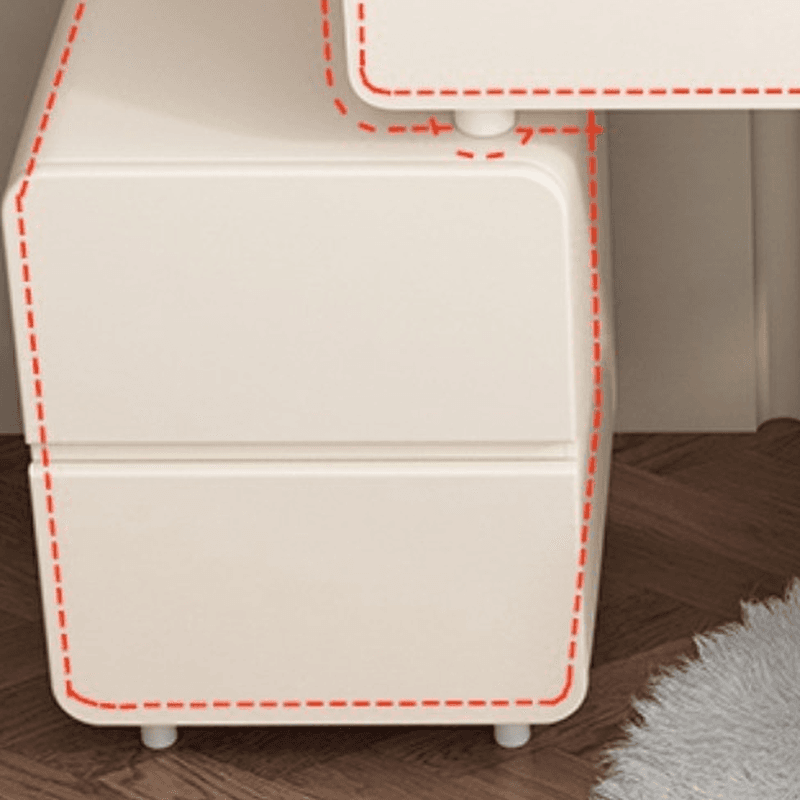 Simplistic Large/Standard Vanity Set with Stone Table Top, White Seat, 4 Drawers, and Mirror Lights thumbnail 6