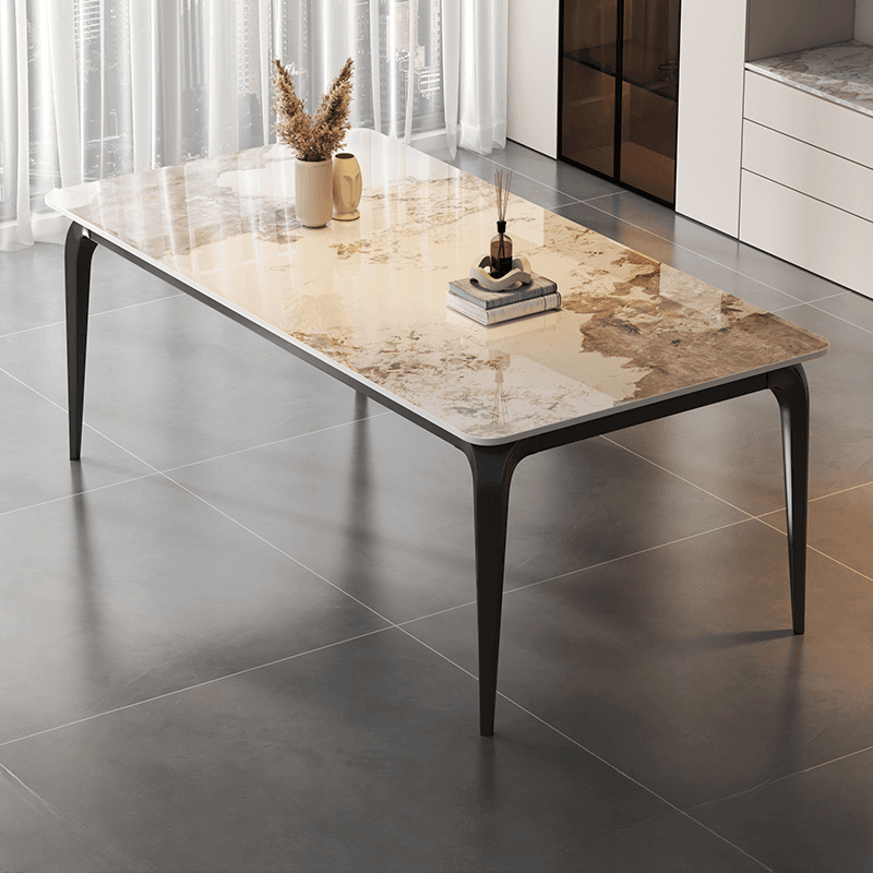 Trendy White/Charcoal/Light Gray Rectangle Scratch Resistant Sintered Stone Top Dining Table for 4/8 People/Seats 6, Standard Table Height thumbnail 6