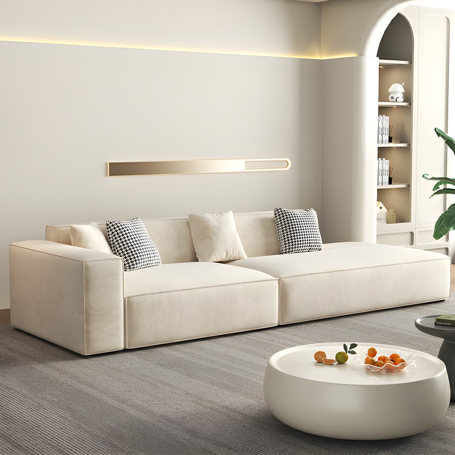 Elegant Sectional with Synthetic Upholstery in Moderate-Gray Tone and Built-in Charging Ports thumbnail 12