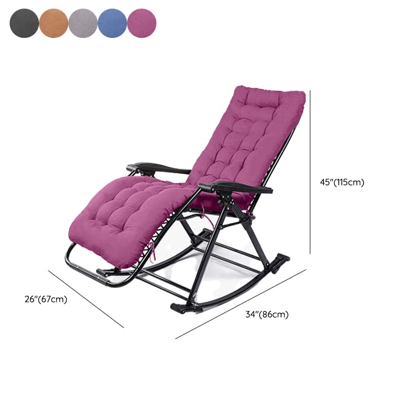 Simplistic Stain Resistant Metal Cushioned Rocking Accent Chair with Round Arm thumbnail 15