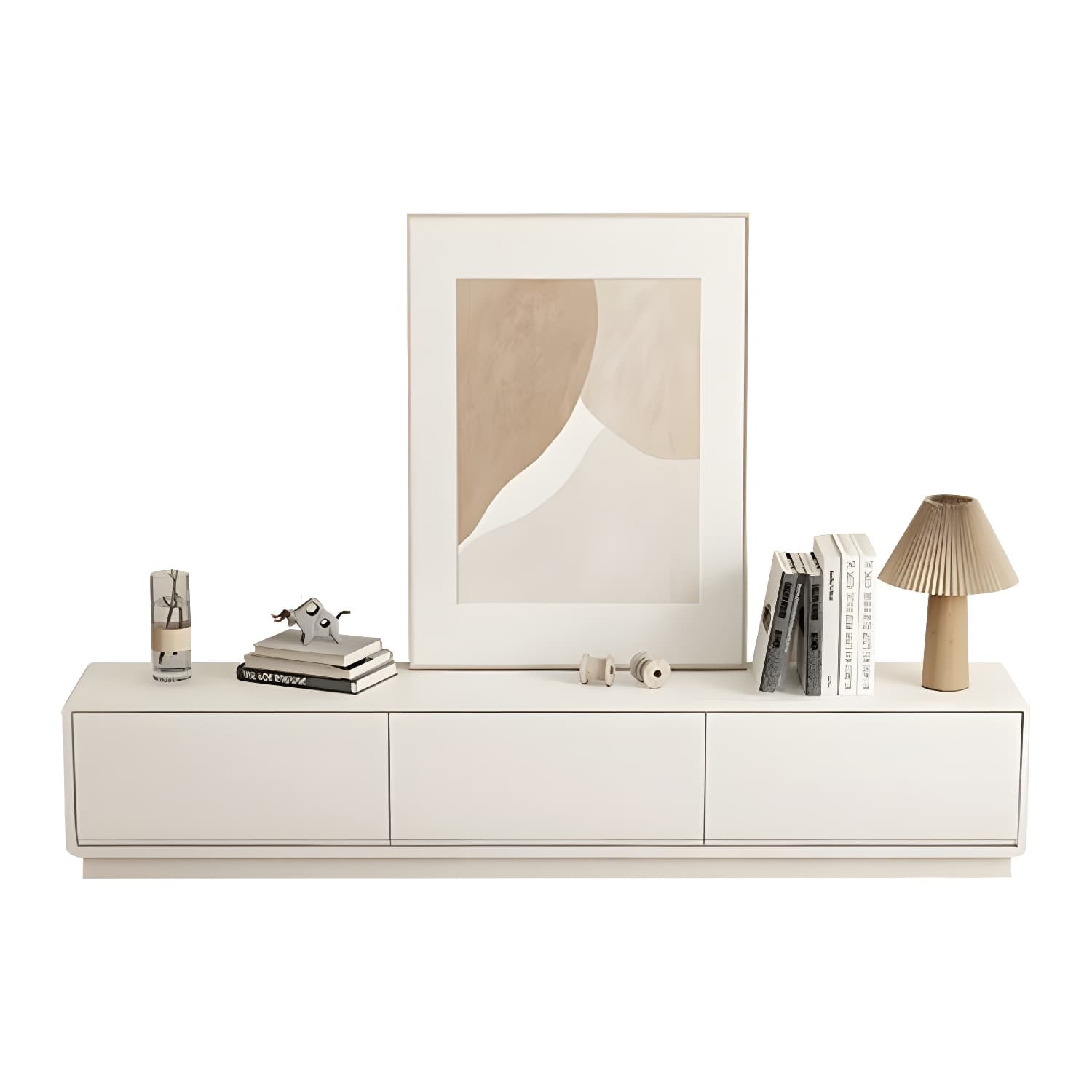 Modern Wood TV Stand with Drawers and Low Height, Featuring Cable Management thumbnail 7