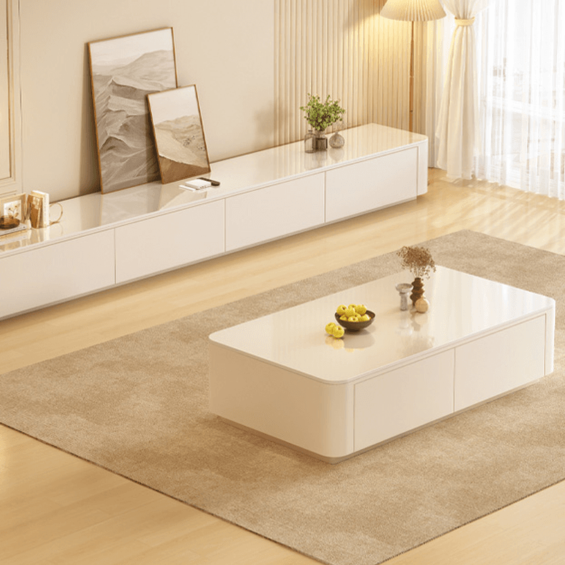 Contemporary Stone Parallelogram Accent Table with 4 Drawers/2 Drawers for Living Room thumbnail 5