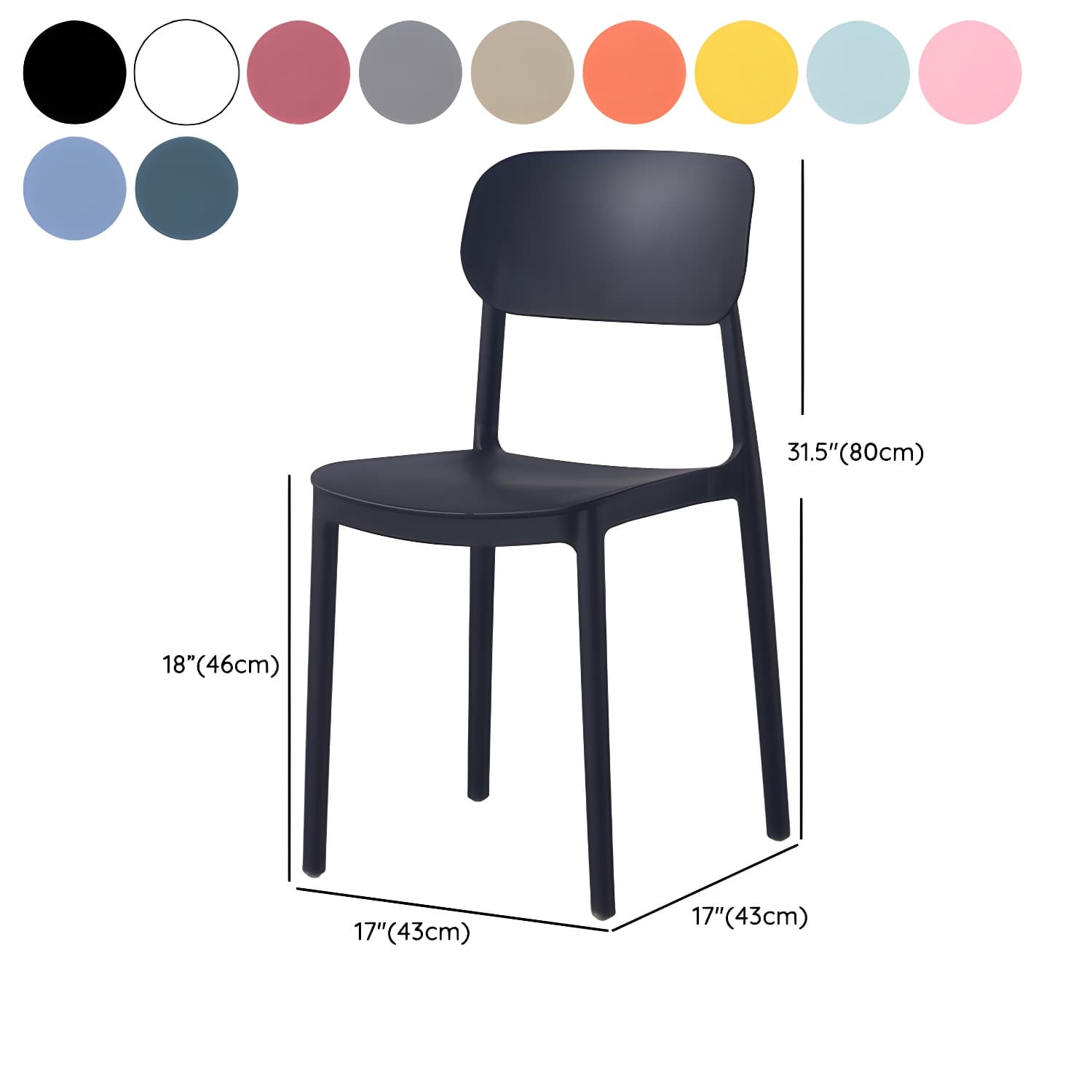 Stackable Scandinavian Style Side Chair with Low Back in Plastic & Acrylic - Armless thumbnail 23