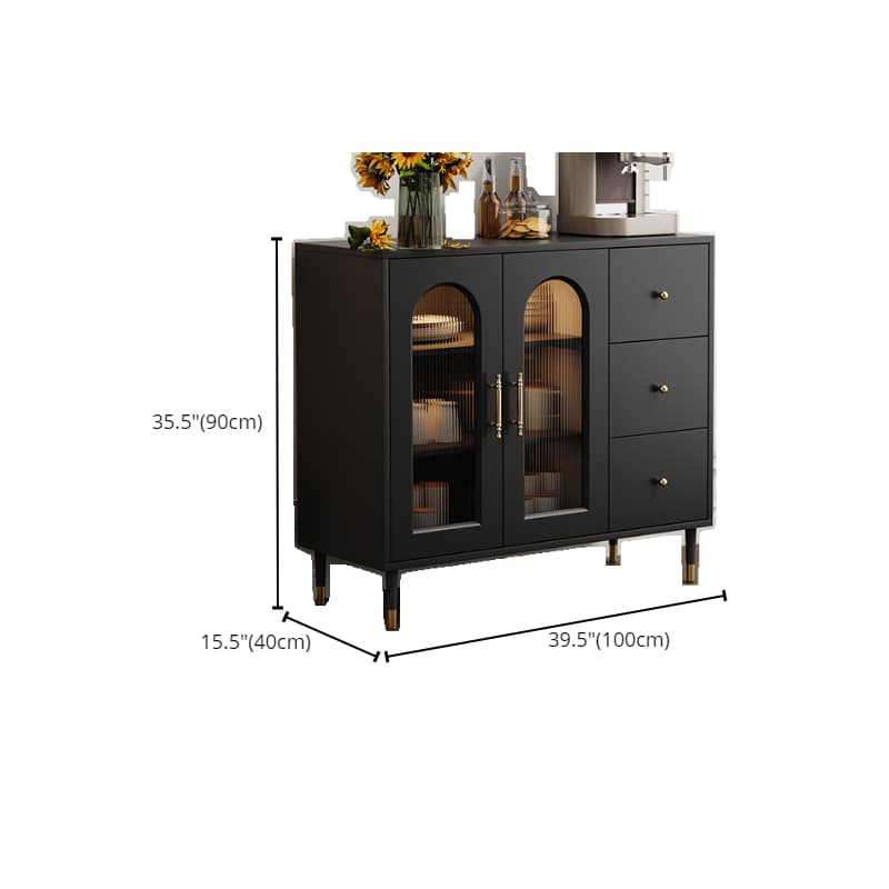 Standalone Accent Cabinet in Black with Glass Door, Alterable Shelf and Illuminating, Soft Close Drawer and 1 Cabinet/2 Cabinets in a Casual Style thumbnail 15