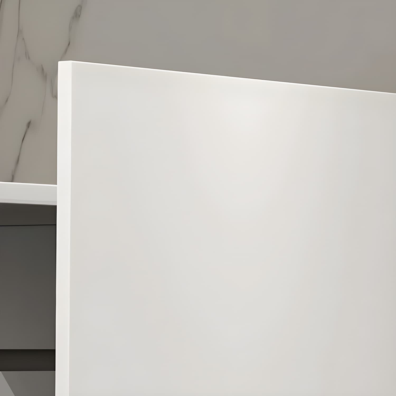 Modern white wood wardrobe armoire with hinged doors, clothing rod & shelves thumbnail 7
