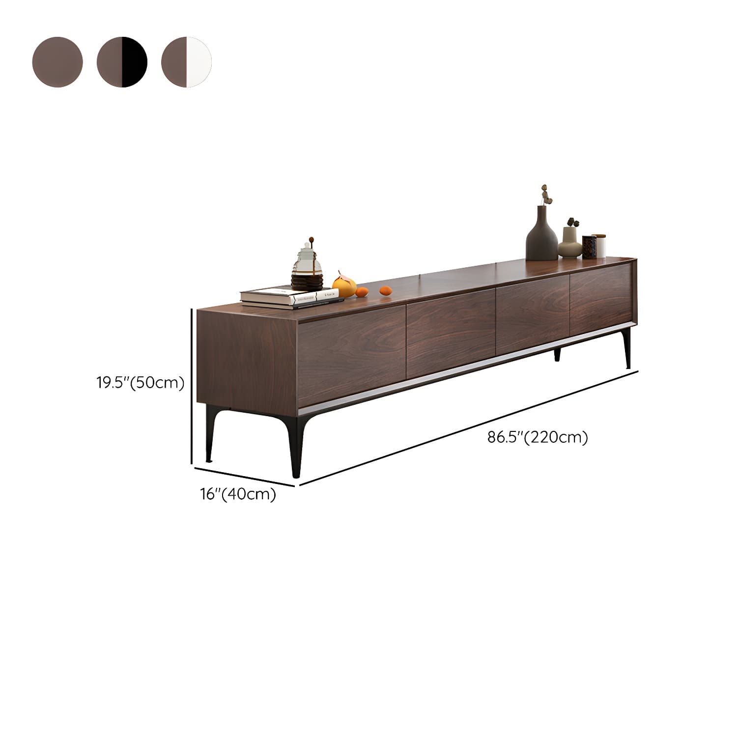 Scandinavian Style Wood TV Stand with Cable Management, Drawers Included - Low Height and With Legs thumbnail 23
