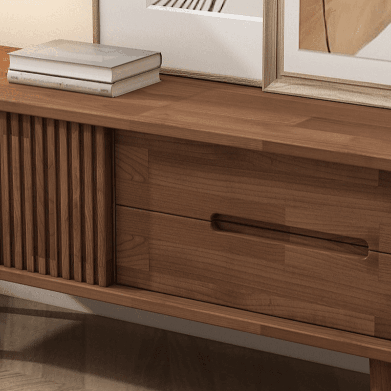 Simplistic Oak Wood TV Stand with 2 Drawers and 2 Cabinets thumbnail 11