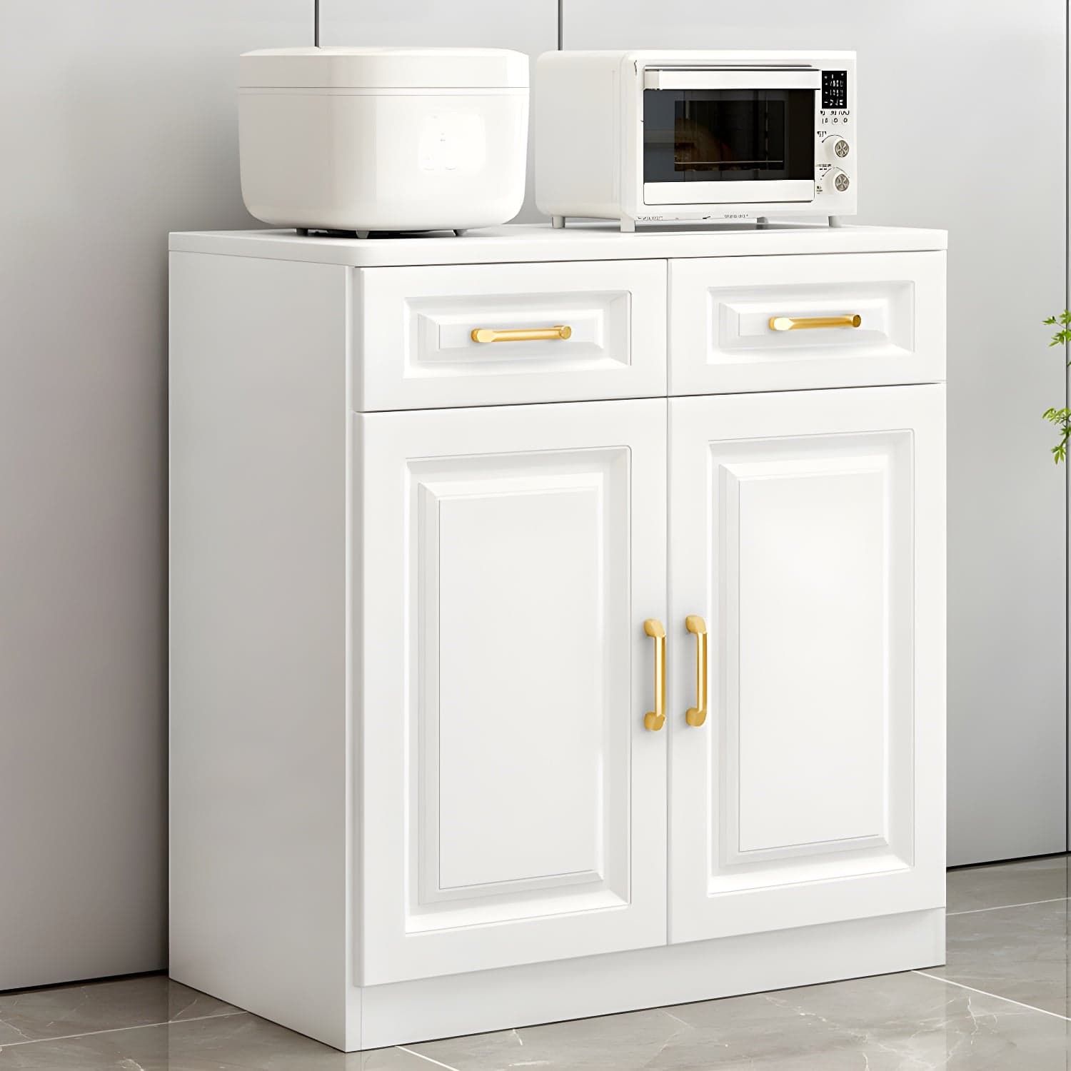 Modern Wood Sideboard Credenza with Drawers and Interior Shelves thumbnail 5