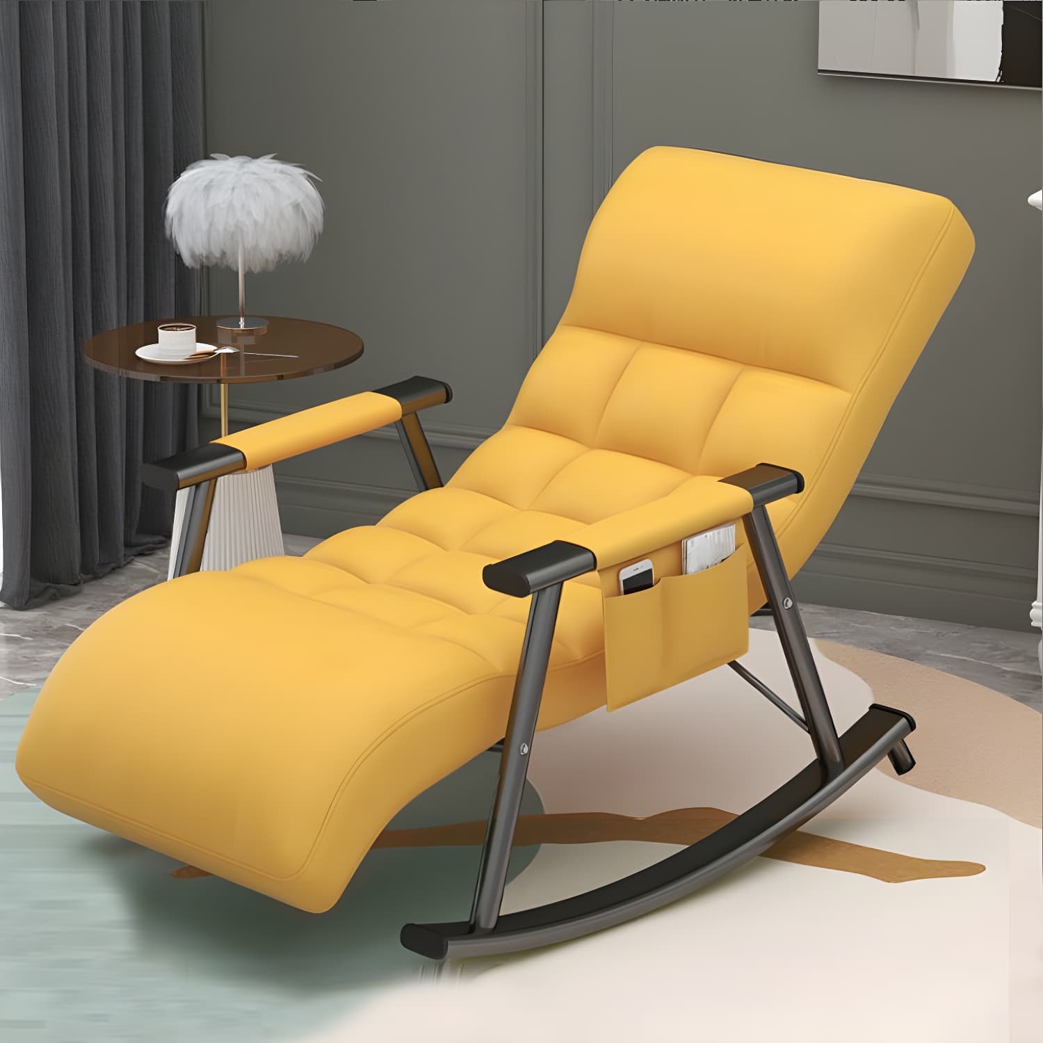 Stylish Tufted Upholstered Rocking Chair - Modern Design for a Comfy Home thumbnail 15