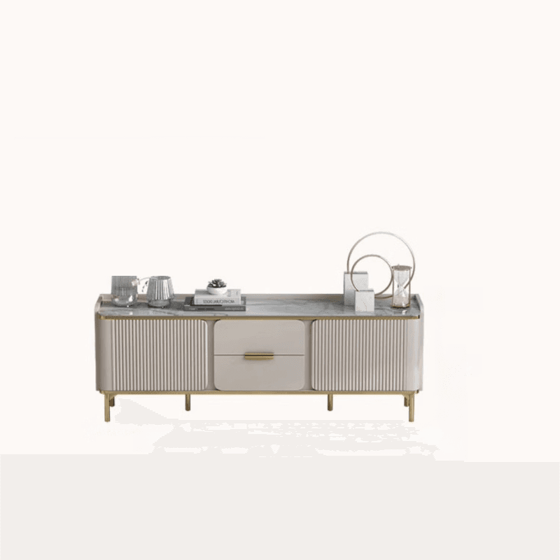 Sintered Stone Rectangular TV Stand for Sitting Room with 4-Drawer/2-Drawer, 2 Cabinets, and Cable Management thumbnail 1