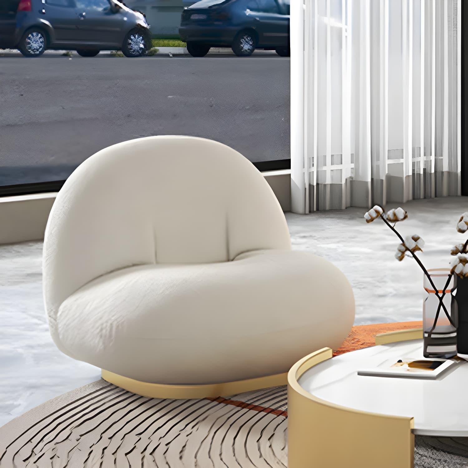 Contemporary Curved Sofa with Tight Back Standard Armless Sofa for Living Room thumbnail 14