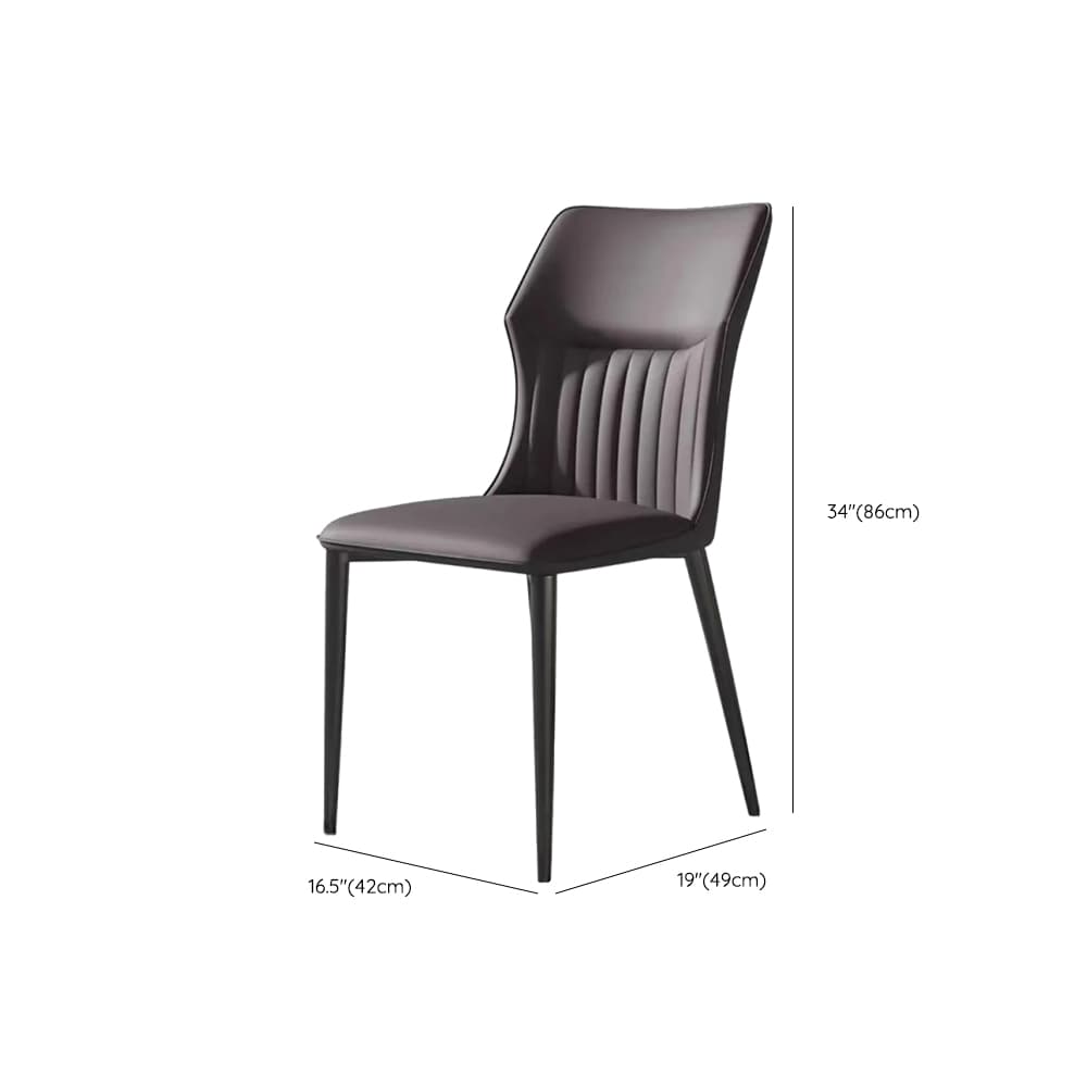 Minimalist Side Chair with Closed Back, Padded Upholstery, and Ink Metal Legs thumbnail 12