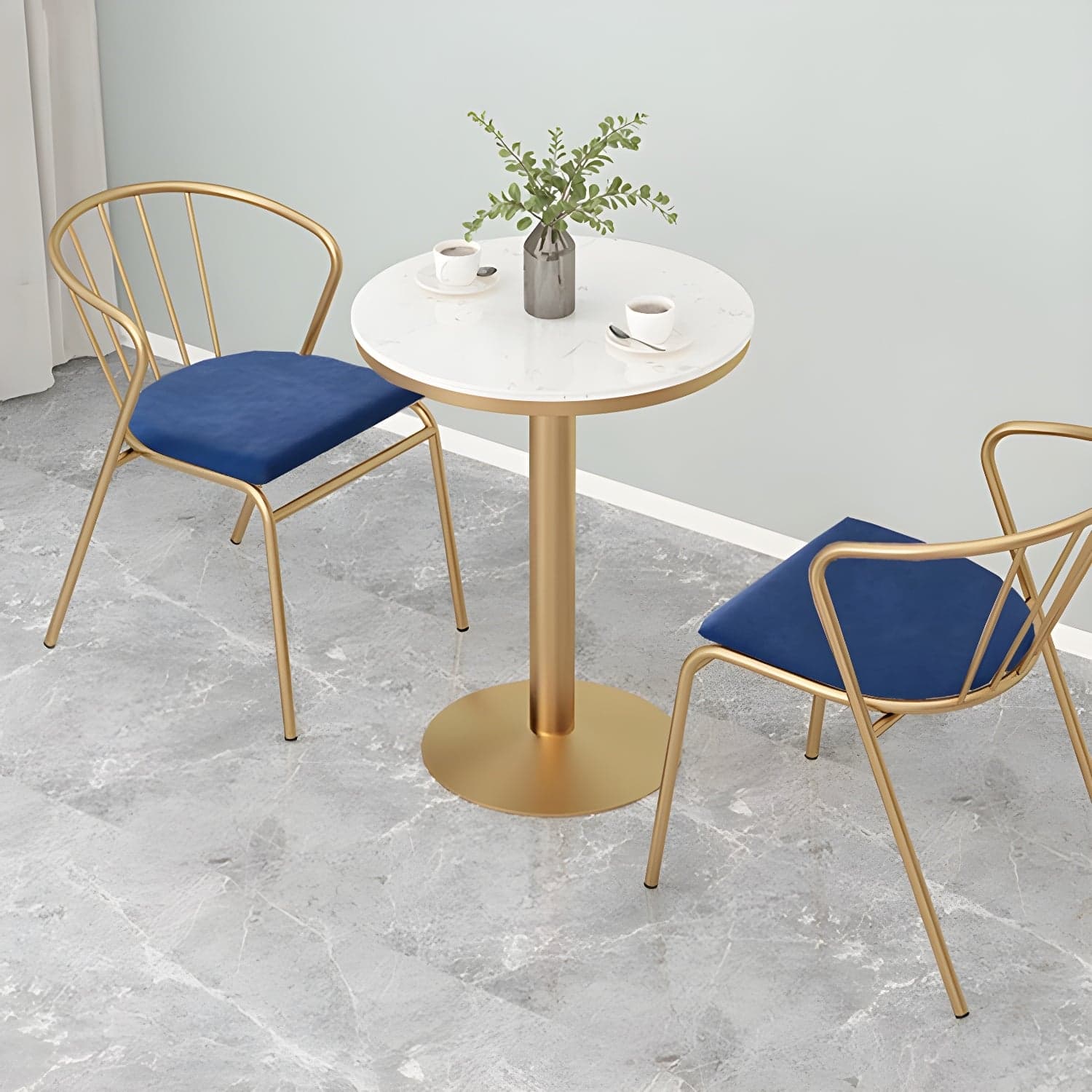 Traditional Luxury Round Dining Table Marble Top Table with Gold Metal Base thumbnail 13