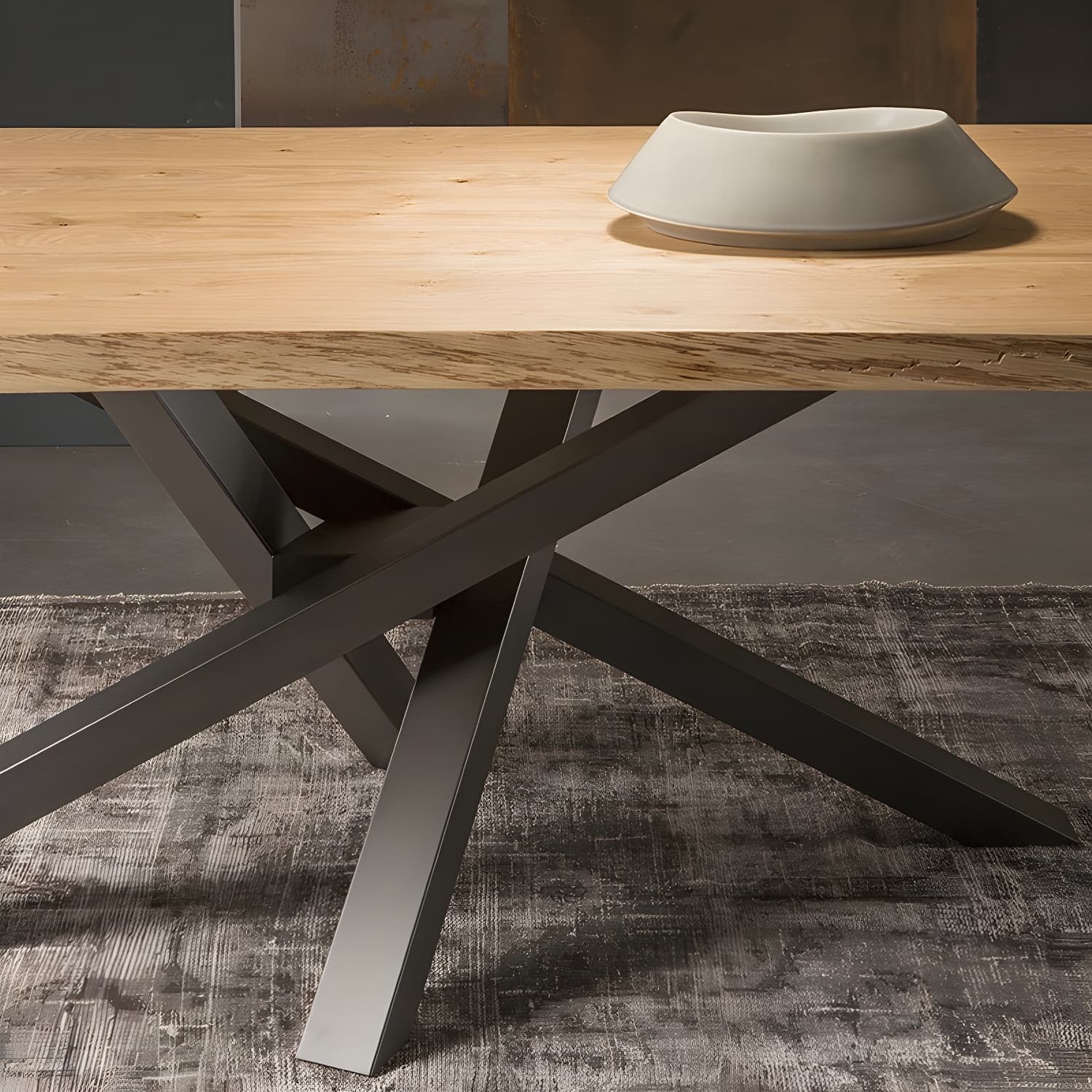 Rectangle 4 Legs Industrial Table Solid Wood Fixed Table for Restaurant thumbnail 5