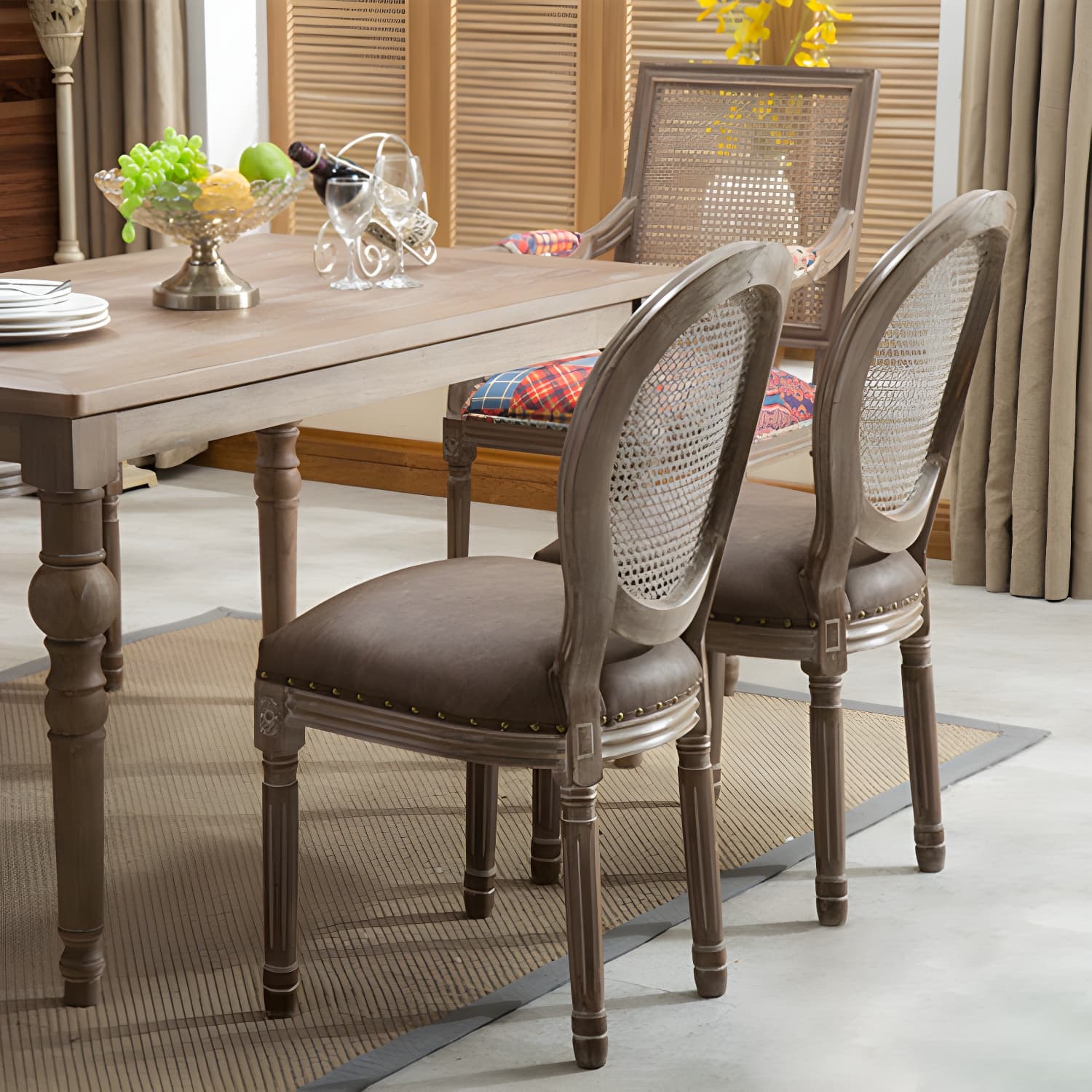 Farmhouse Dining Chair with Wood Legs King Louis Back Side Chair for Home Use thumbnail 11