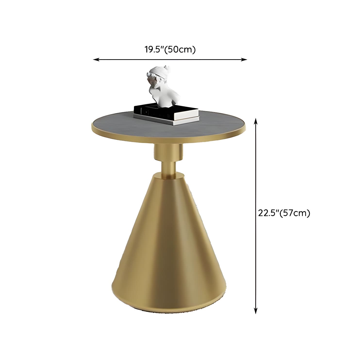 Round Stone Glam Coffee Table with Pedestal Iron Base and Built-in Storage thumbnail 21