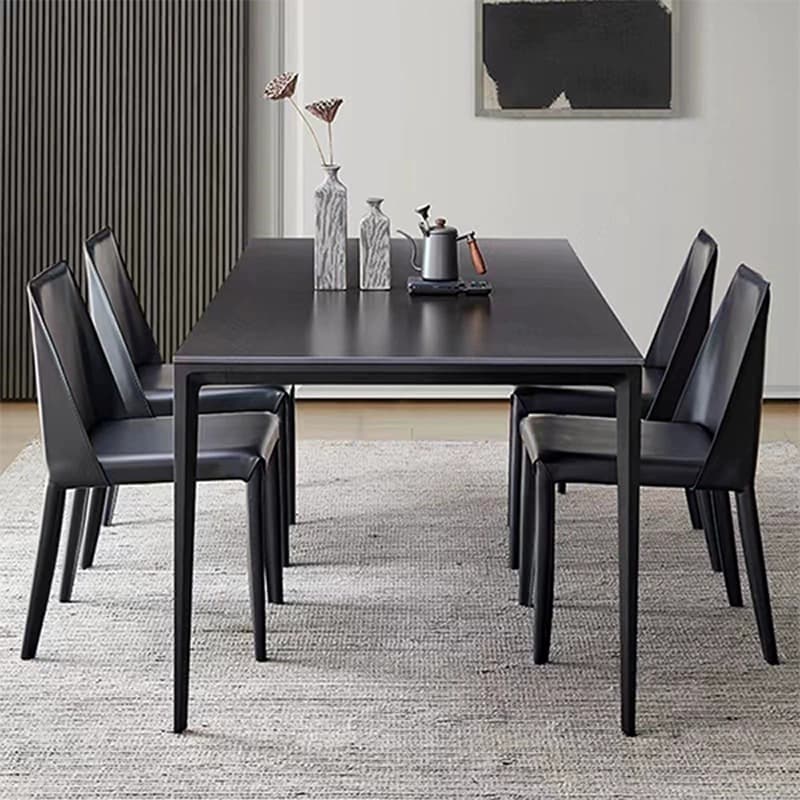 Elegant Industrial Style Dining Set in Black - 7 Piece with Metal Material thumbnail 2
