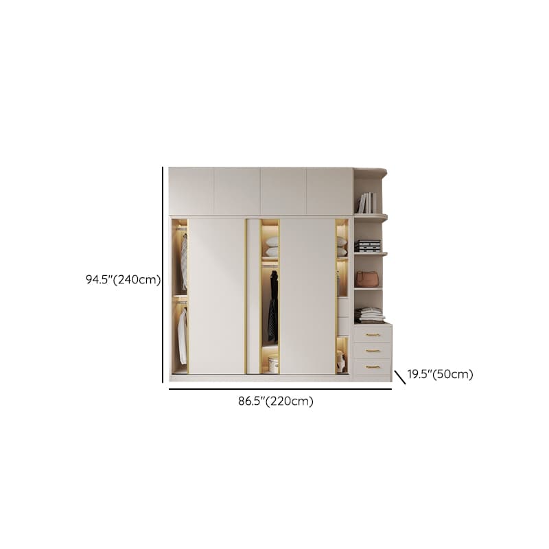 Attractive Modern White Wardrobe Armoire with Clothing Rod & Shelves thumbnail 32