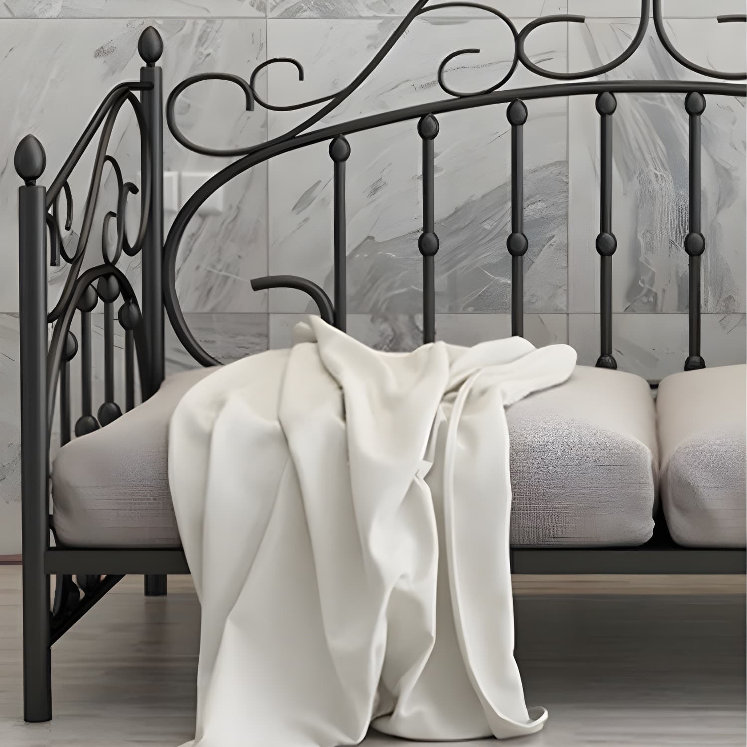 Luxurious Open-Frame Bed 45.28-inch High Metal Child's Bed with Headboard thumbnail 9