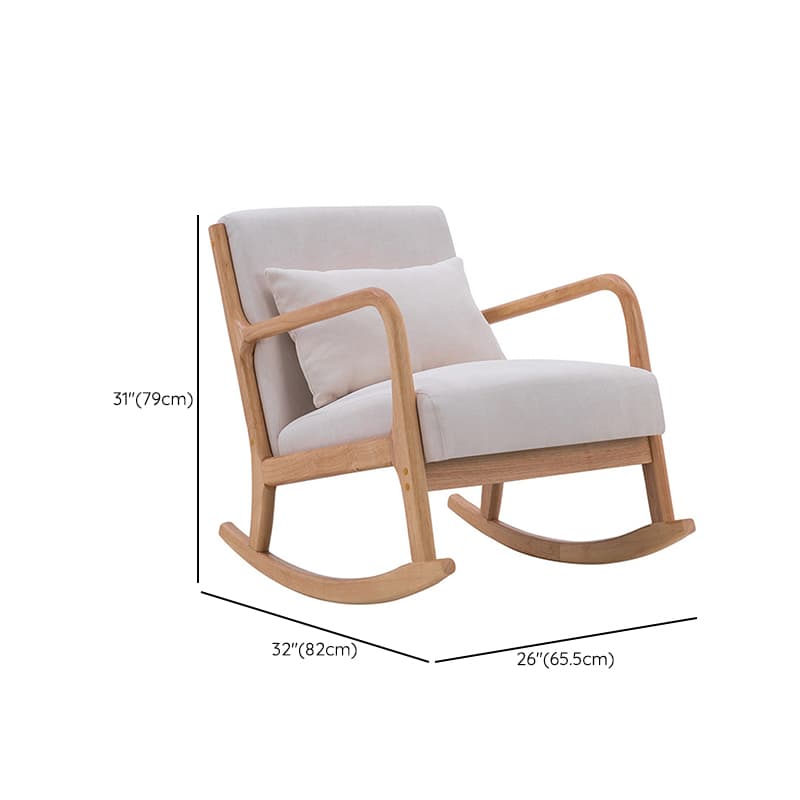 Indoor Use White Cotton Stationary Rocking Chair with Back & Arm thumbnail 13