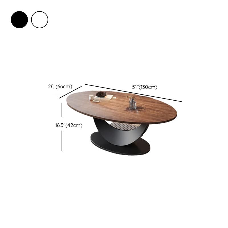 Trendy Cocoa Wooden Oval Single Accent Table with Metal Base thumbnail 10