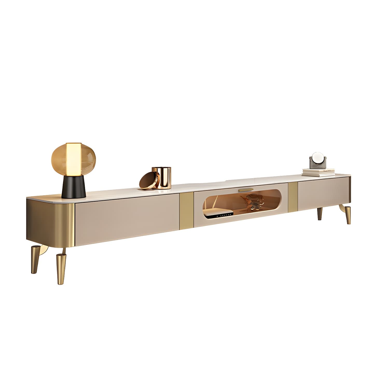 Luxury Enclosed Storage TV Console Home Rectangle Sintered Stone TV Cabinet thumbnail 5