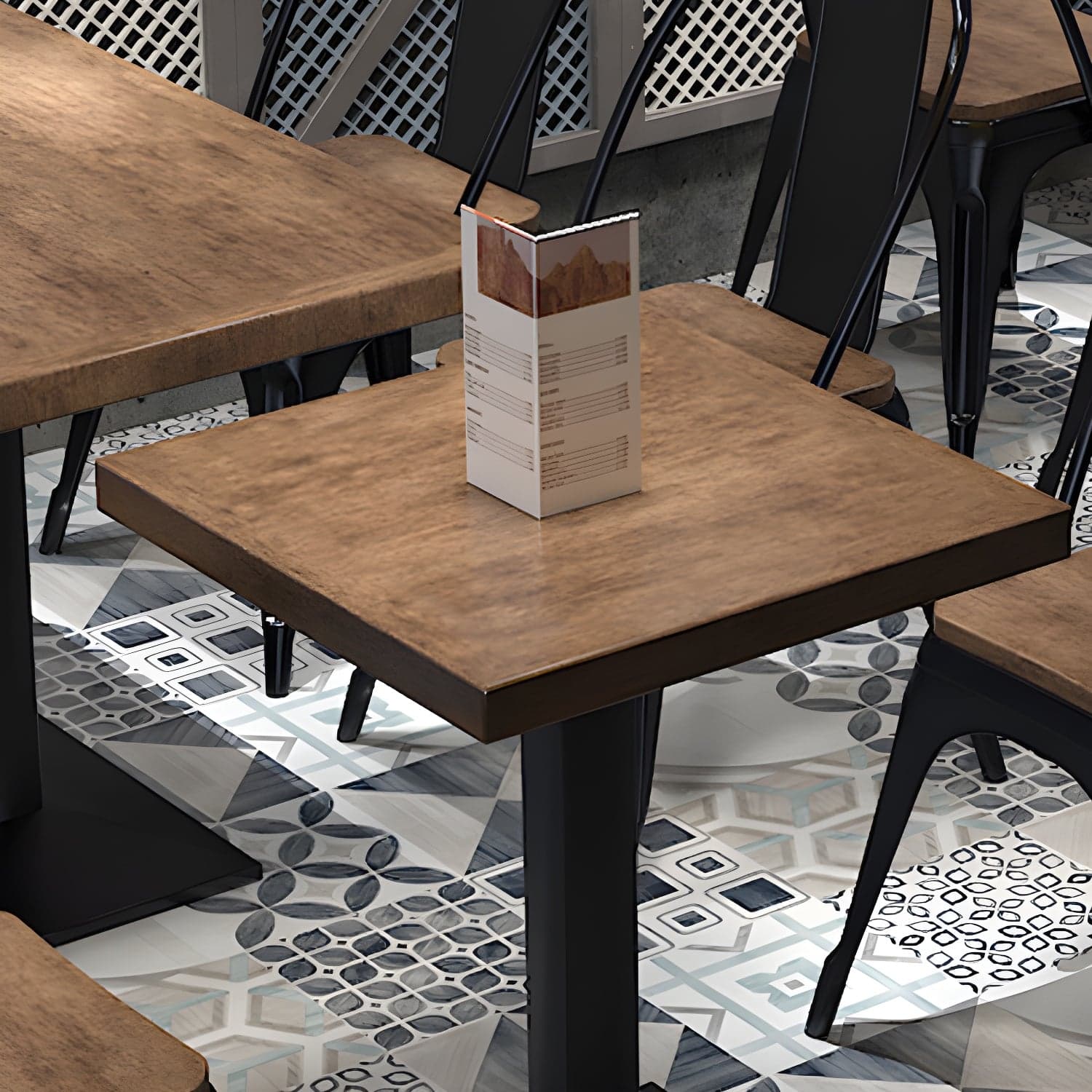 Metal Industrial Pedestal Dining Table Wood Top Table for Kitchen and Dining Room thumbnail 8