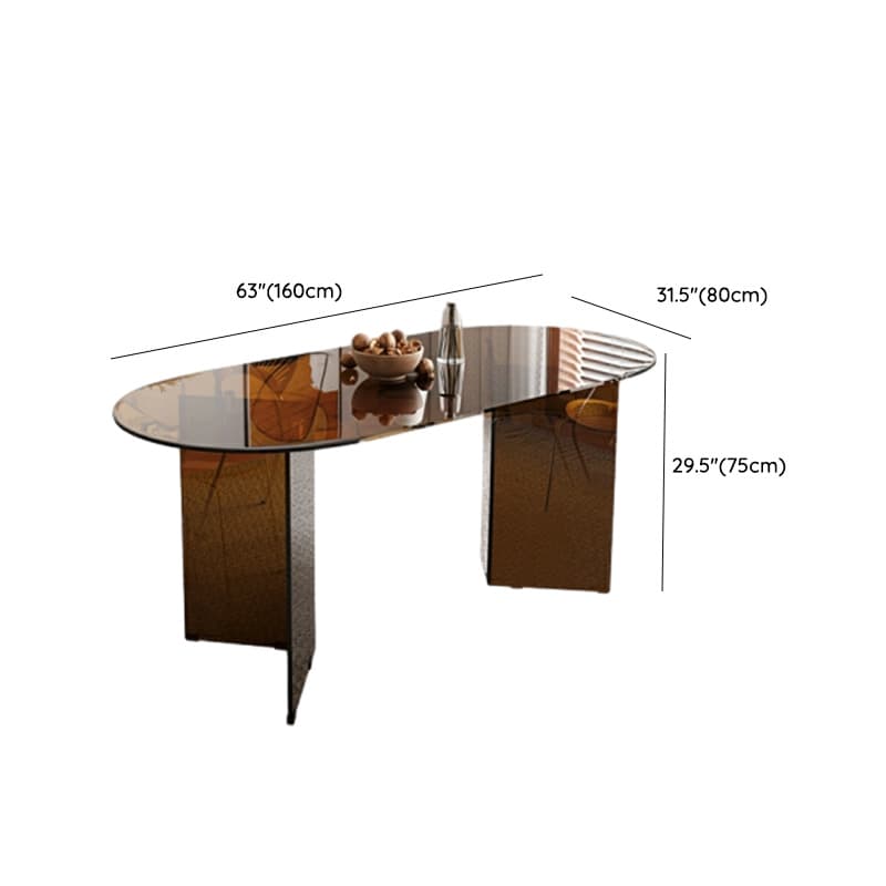 Elegant Glass Oval Dining Set in Brown - Includes Modern Chairs thumbnail 13