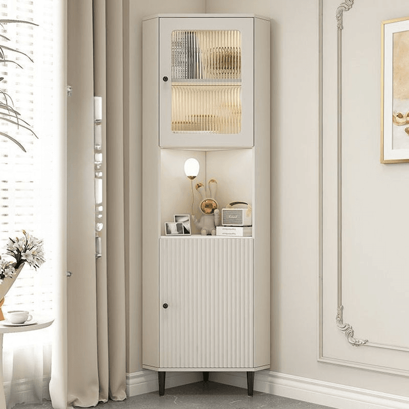 Grey/Beige Engineered Wood Utility Cabinet with Illuminating in a Modern Style thumbnail 5