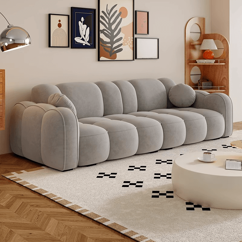 Modish Solid Color Standard Sofa Stain Resistant/Water Resistant Dove Grey/Apricot Color/Mocha with 2 Pillows & Armrest for 4 Person/3-seater thumbnail 6