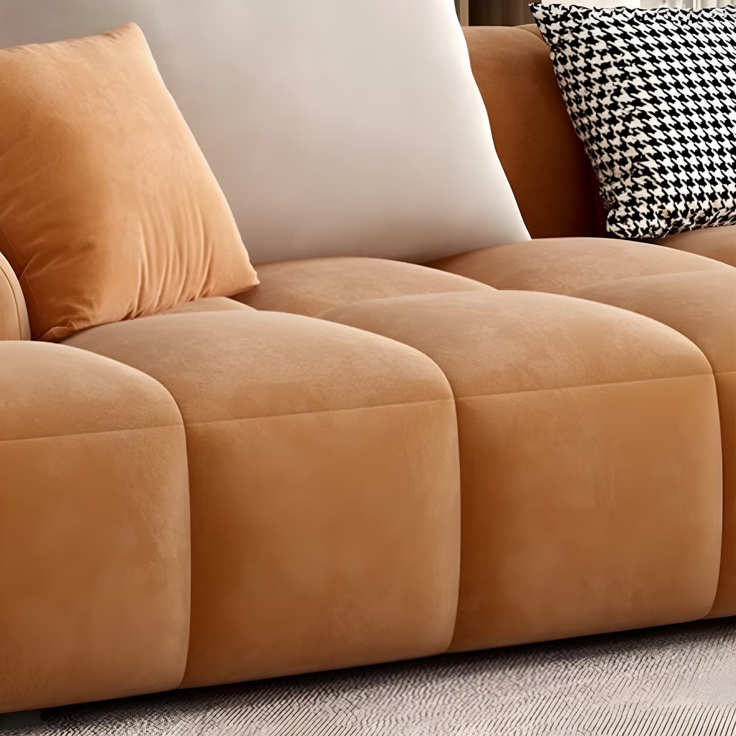 Modern Suede Sectional Sofa with Black Pine Wood Frame and Scratch Resistant Design thumbnail 13