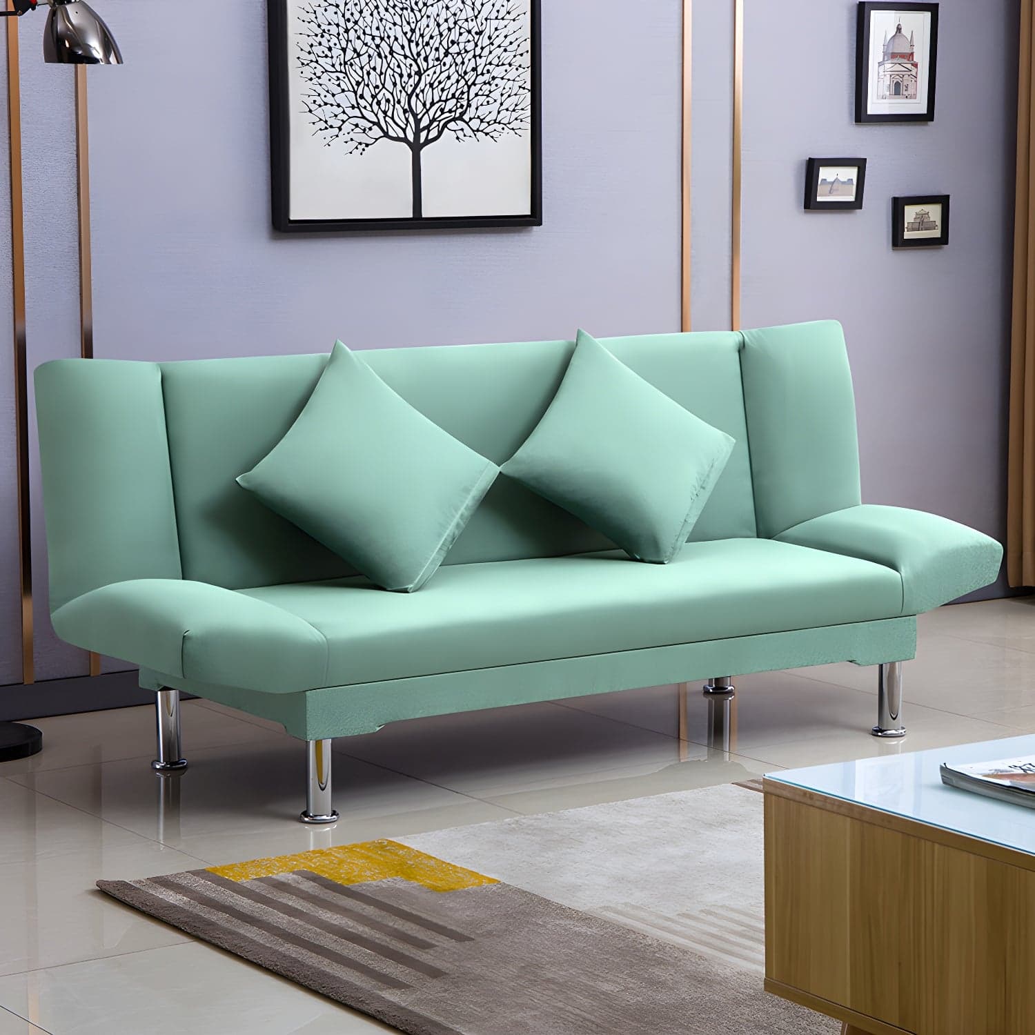 Silver Transitional Modern Tight Back Sofa Bed 29.53"High Armless Sofa Bed thumbnail 27