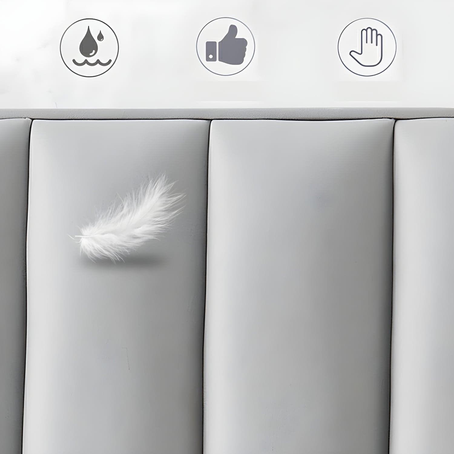 Modern Upholstered Leather Wingback Headboard with Wood Legs and Rectangular Shape thumbnail 10